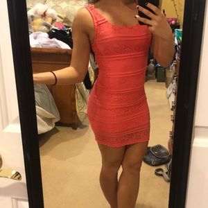 Tight lace salmon bodycon